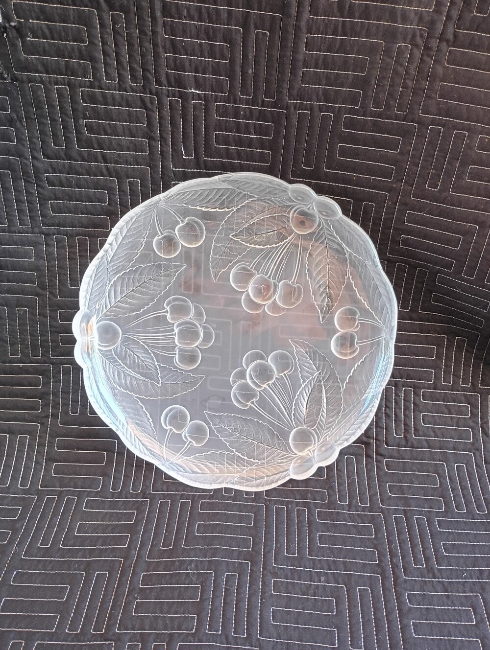 Vintage Mikasa 12" Bountiful Cherries Frosted Crystal Glass Buffet Platter Tray